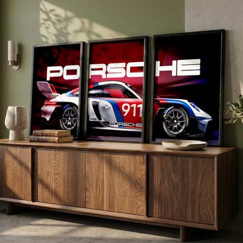 Image of kotart Big Sports Car Framed Posters Gift Items for Boys Room Wall Decoration Bedroom Living Room Office Studio Decor | Car Poster Frame for Wall Decor Set Of 3 Size (19 X 25 inch)