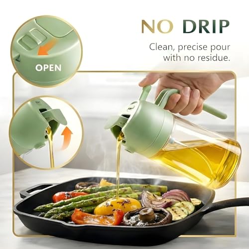Image of Mistifi Olive Oil Sprayer for Cooking,2 in 1 Oil Dispenser and Oils Sprayer Kitchen Gadgets-16oz Glass Oils Spray Bottle,Mist Olive OilDispenser,Air Fryer,Salad,Grils (Green)