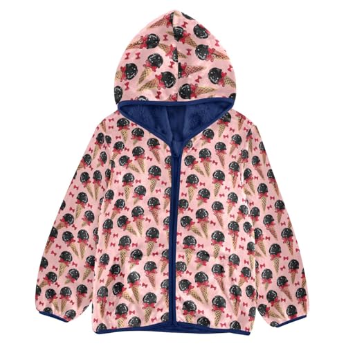 Ice Cream Bow Boys Fleece Coat,Children's Zip-Up Hoodie Jacket,Baby Warm Fashion Outerwear 3-10T,A113368