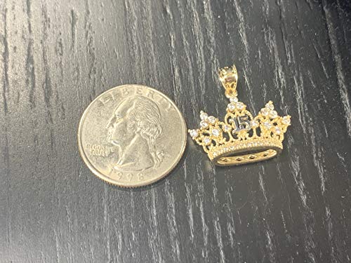 Ioka - 14K Yellow Gold 15 Years Quinceanera Princess Crown or Tiara CZ Charm Small Pendant For Necklace or Chain4