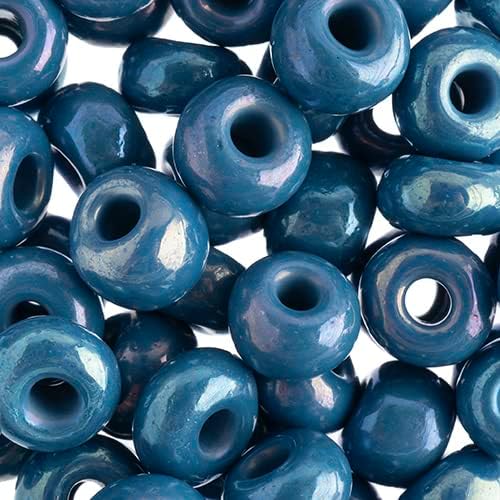 Preciosa Czech Seed Beads 32/0 (8mm) Opaque Dark Blue Rainbow - 250g Bulk Bag Beads for Jewelry Making and Crafts