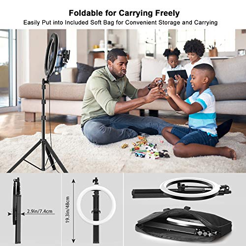 WONEW 12" Selfie Ring Light with Tripod Stand 66", Flexible Phone Holder, Bluetooth Remote Control and Carry Bag for Live Stream/Makeup/YouTube Video/Photography, Compatible with iOS/Android - Thumbnail 7