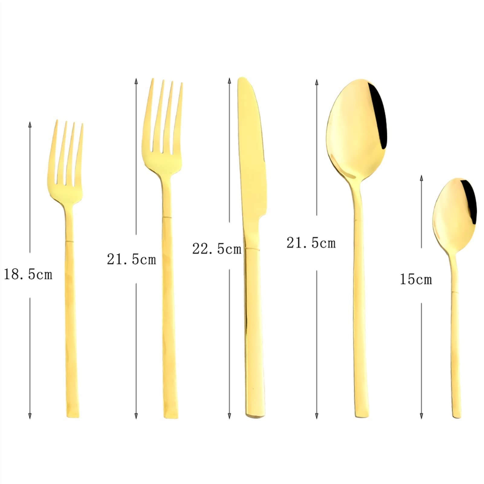 Bestecksets 10-teilig 2er-Set Goldschwarzes Geschirrset Edelstahl-Besteckset Besteck verspiegelt Messer Dessertgabel und tragbares Reisebesteck Essges