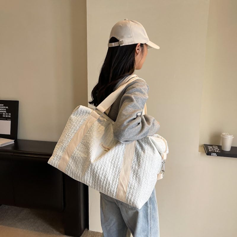 Travel Duffle Bag,Weekender Bags for Women Men,Overnight Carry On Tote Bags,Large Sports Gym Bags Portable Double Layer Wet Pocket Traveling Duffel Tote Bag Grey - Image 7