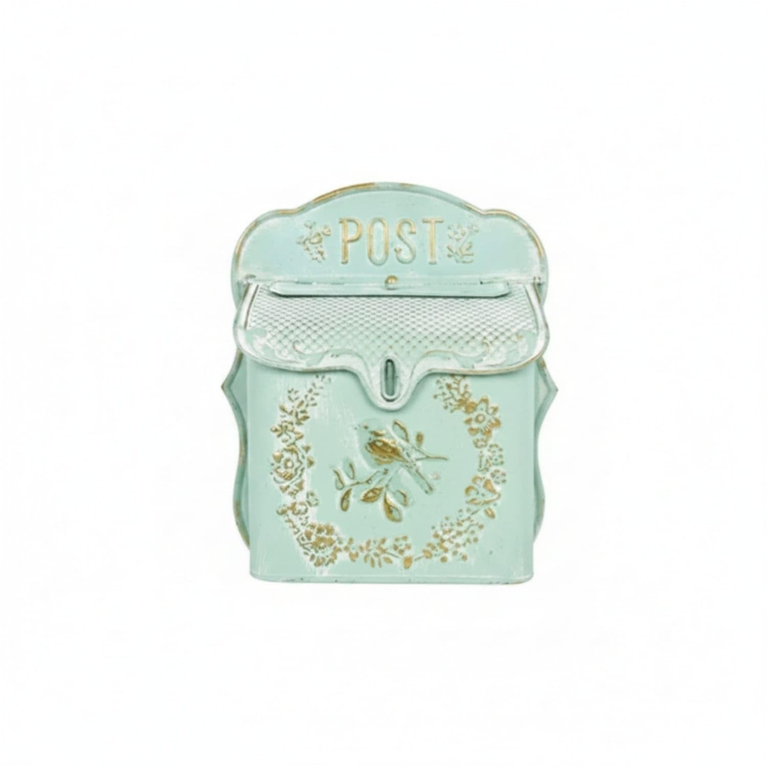 Sheltering Flap Metal Mailbox Gold Tone Vintage Green | Home Decor Metal Green-image-48
