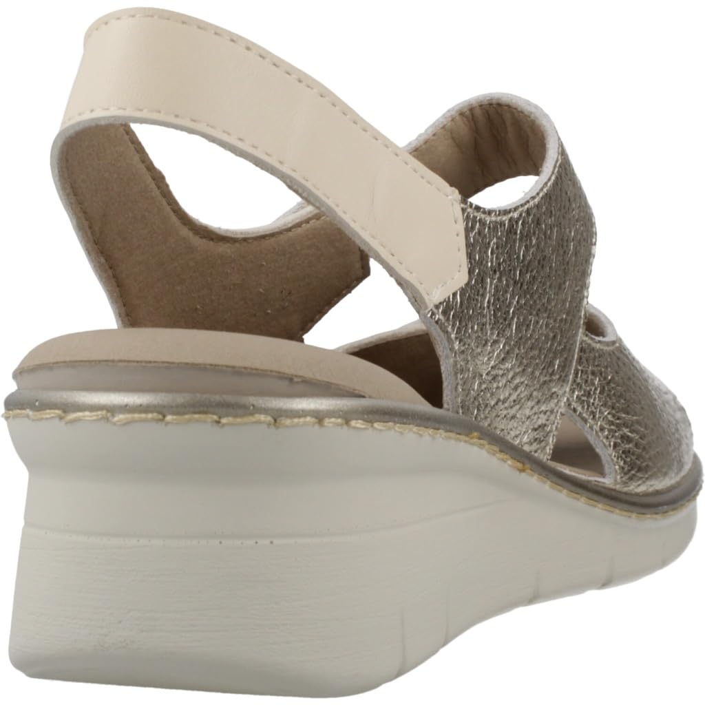 Pitillos - Sandalias Pitillos 11010 Mujer | Color Crema y Oro | Piel con Plantilla Extraíble | Hecho en España - Cuero