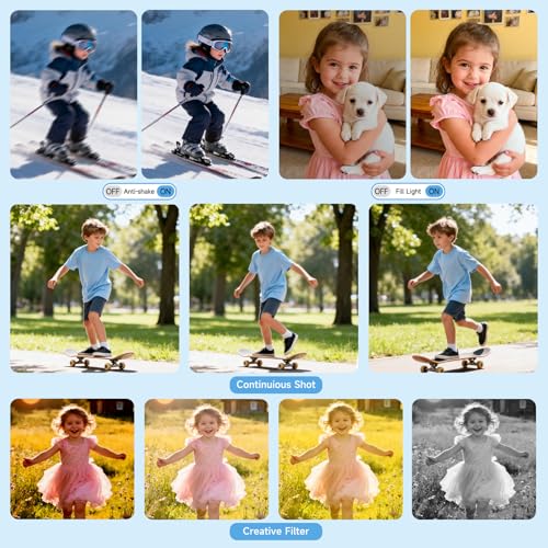 Image of Digital Camera, Autofocus 4K Point and Shoot Digital Cameras with 16X Zoom Anti Shake, 48 MP Cameras for Photography with 64GB Card, Compact Portable Small Camera for Kids Girls Boys Beginners, Black