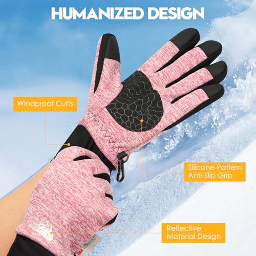 Image of Bruvoalon Winter Gloves for Women & Men, 3M Thermal Insulation, Lycra Fabric, Touchscreen, Anti-Slip