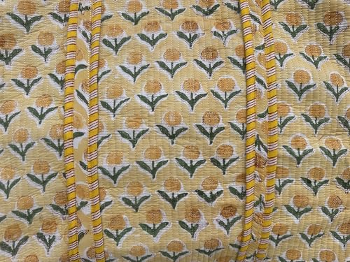 Image of Quilted Cotton Hand printed Reversible Large multicolor cotton Tote Bag,Indian Handmade Block Printed Tote Bag Women Handbag