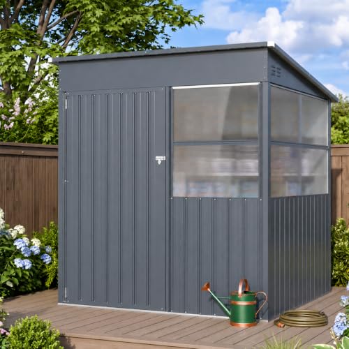 AECOJOY 6x6 Ft Metal Storage Shed with Translucent Panels