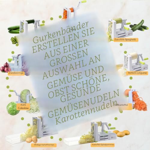 Foto von Brieftons 7-Klingen-Spiralschneider: Stärkster Gemüsespiralschneider, der beste Veggie-Pasta-Maker für Low Carb/Gluten-Frei, mit Klingenablage, Behälter, Deckel & 4 Rezeptbüchern als E-Book