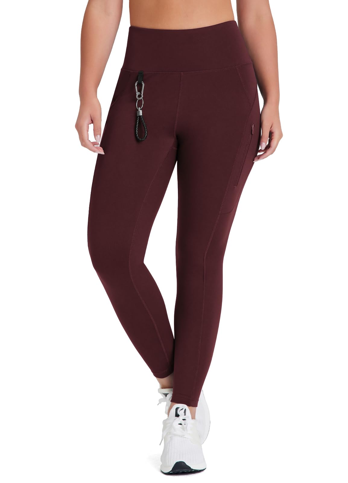 Emlovm Women's 27" High Waisted Hiking Leggings with Zipper Pockets Tummy Control Workout Running Yoga Cargo Pants