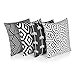 Penguin Home 3481 Lot de 4 Housses de Coussin carrées décoratives Double Face 100% Coton avec Fermeture éclair Invisible 45 x 45 x 1 cm, Noir, 45 X45 X1 cm