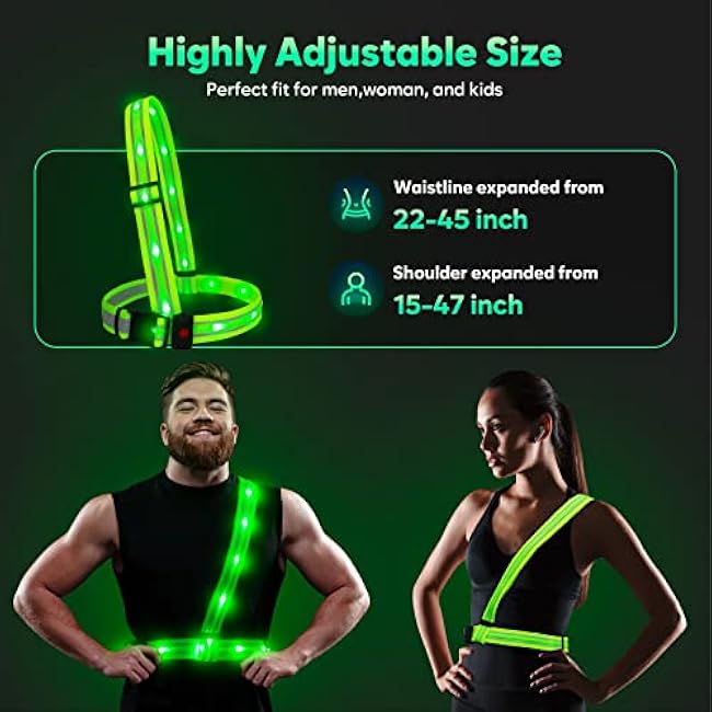 LED Running Vest, Light Up Reflective Safety Vest for Runners, High Visibility Gear for Night Running, Cycling, Walking