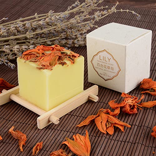 Wsiruyi Lily Flower Scented Botanical Soap Bar,100G Handmade Floral Essential Oils Bath Soap Gift For Men & Women,Natural Ingredients,Face Body Moisturizing Artisanal Soap With Blistering Net (Lily) #TOP23