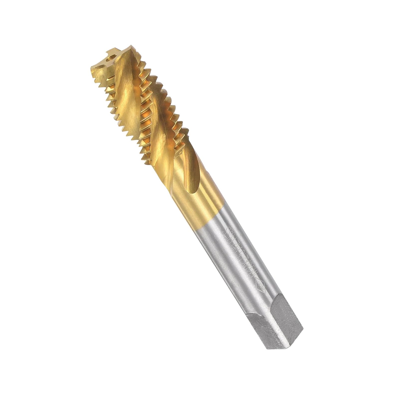 Unifizz M18 x 2.5 Spiral Flute Tap, HSS (High Speed Steel) Titanium Coated Metric Hand Machine Screw Tap 4 Flutes Tapping Tool H2 Tolerance, for Tapping Blind Holes