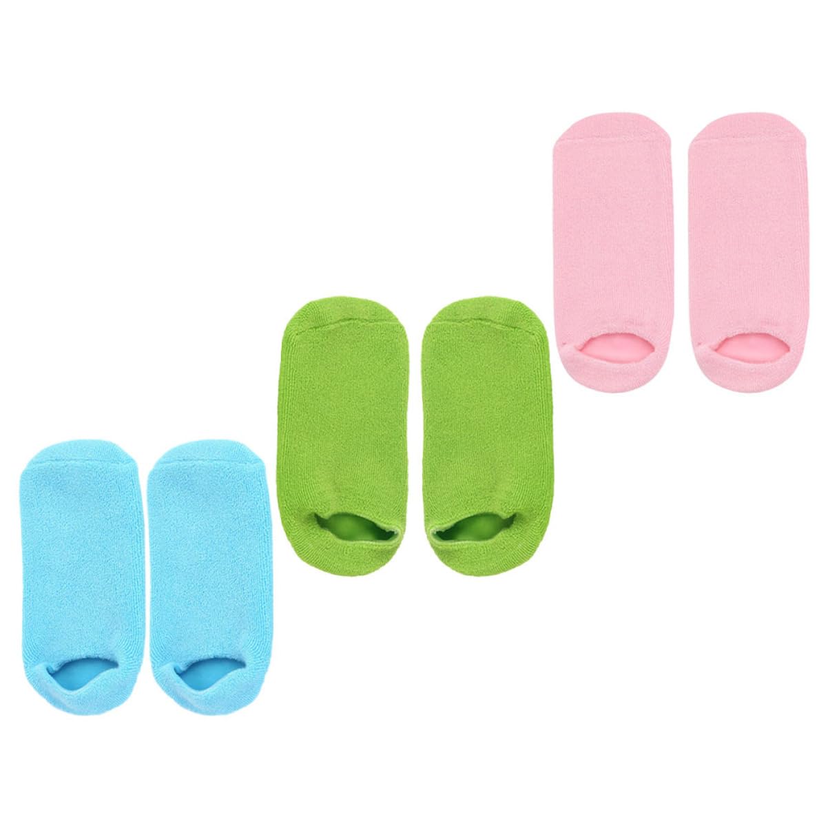 FRCOLOR 3 Pares de Calcetines Hidratantes para Pies Gel Antideslizante de Algodón y Poliuretano, Reutilizables para Spa y Cuidado Personal en Salones de Belleza