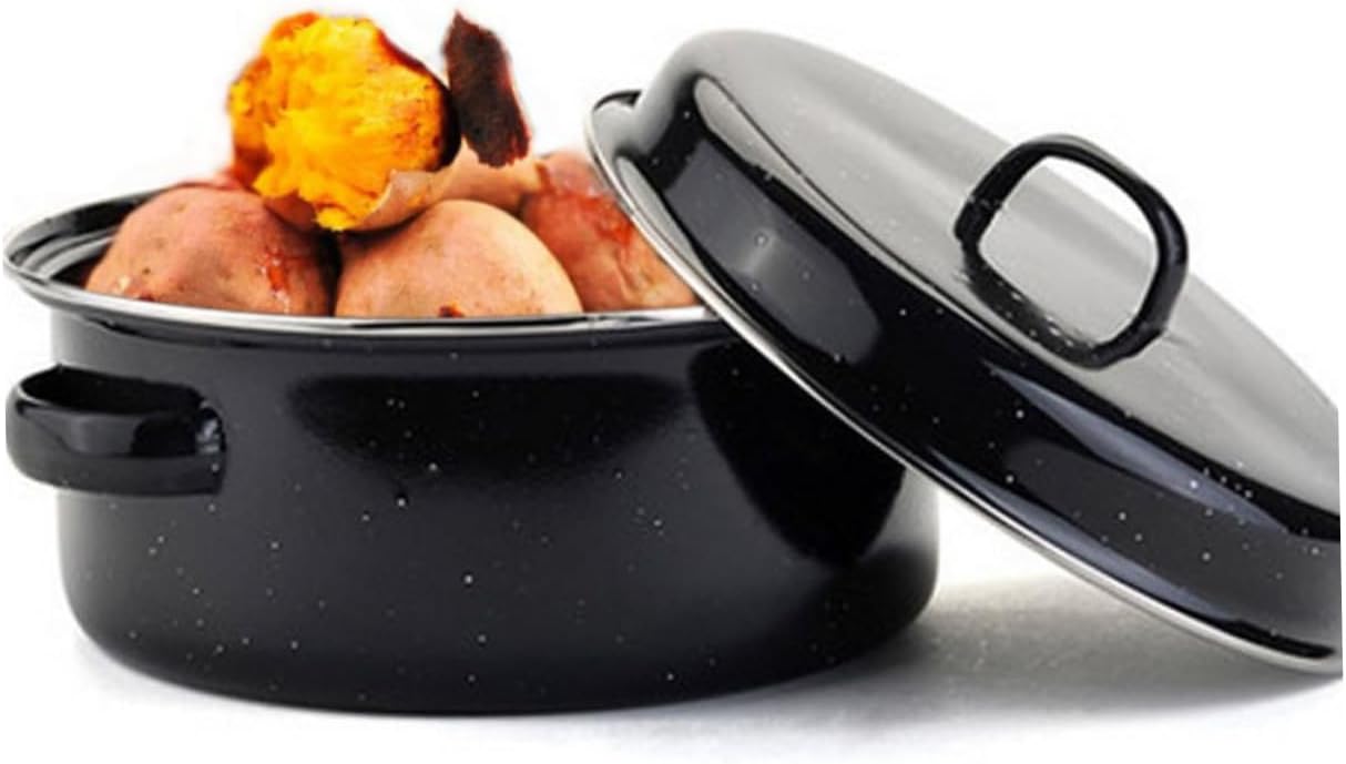 IMIKEYA Covered Round Roaster Kitchen Roasted Pan Roasted Corn Pot Chinese Chestnut Pot Roaster Lid Roasting Roasting Rack Cooking Lid Casserole Dish Heat Storage Temperature Control