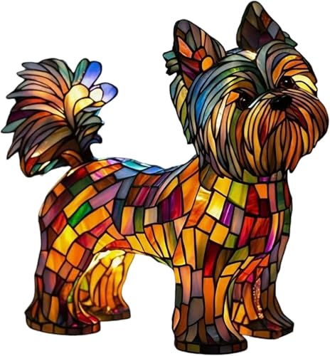 Lampada da tavolo vintage a forma di cane in vetro colorato, in resina, bulldog francese, Corgi, bassotto, decorazione per la casa (01)