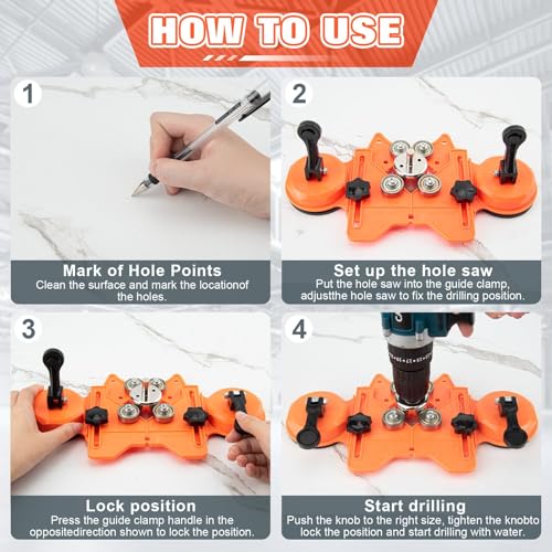 Image of Semderm Diamond Hole Saw Kit, Tile Hole Saw with Double Suction Cups, Diamond Drill Bits for Glass, Porcelain Tile, Ceramic, Grantite, Marble