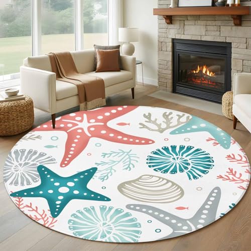 Large Area Rugs for Bedroom Living Room, Teal Green Coral