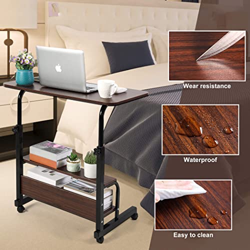 Small Desk For Laptop Small Space Portable Desk Living Room Sofa Bedroom Bedside With Storage Home Office Desk Adjustable Height Desk Removable Home Office Desk Furniture Size 31.5 * 15.7 Inch Brown #TOP4