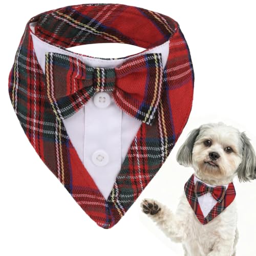 SCENEREAL Christmas Dog Tuxedo Bandana with Bowtie, Dog Holiday Costume, S by SCENEREAL - Used condition - US$10.70