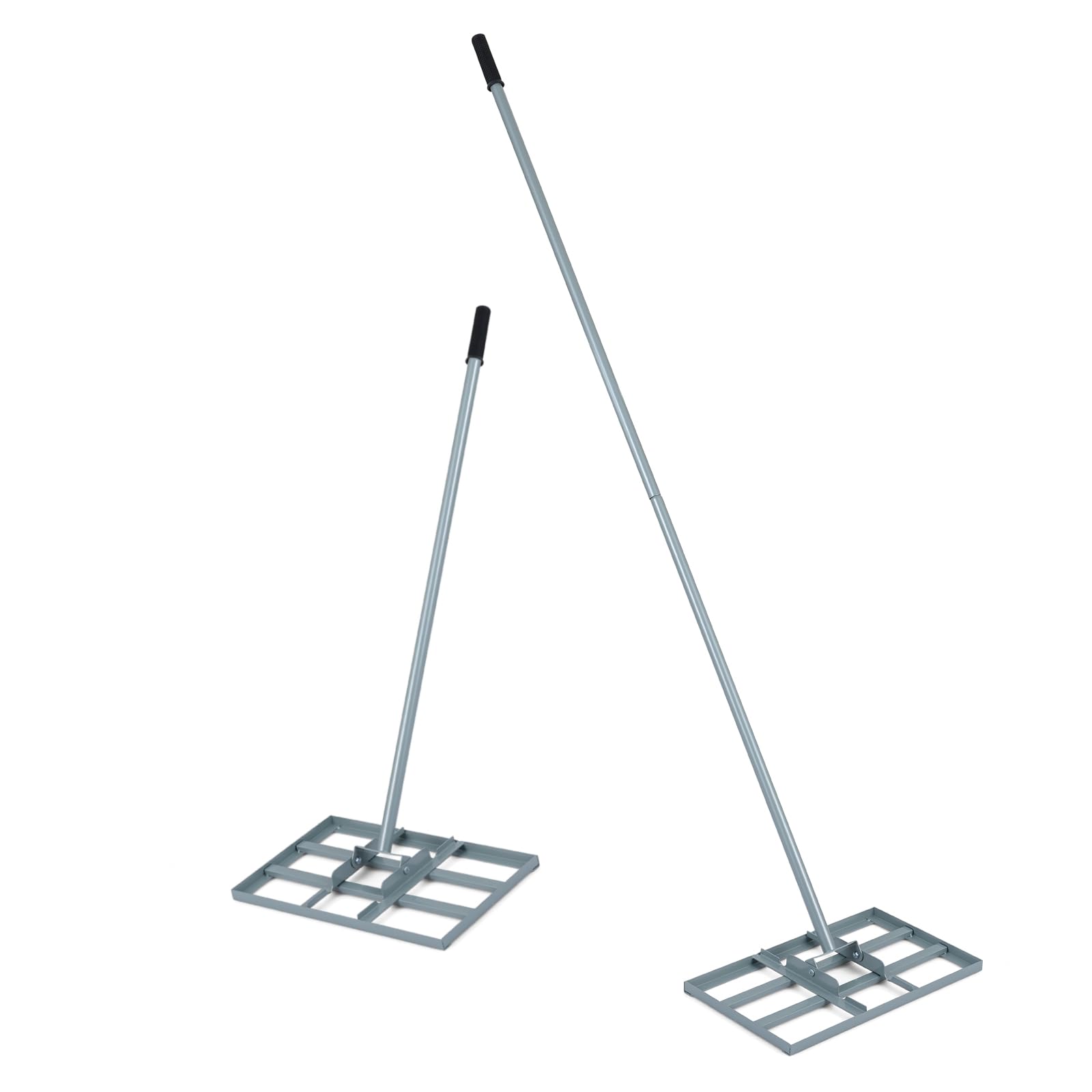 COSTWAY Lawn Levelling Rake, 43/75/91/106 x 25cm Lawn Leveller with 90cm/175cm Adjustment Long Handle, Effort Saving Lawn Lute Tool for Grass Garden Golf Course Soil (Sliver, 43 x 25cm/17” x 10”)