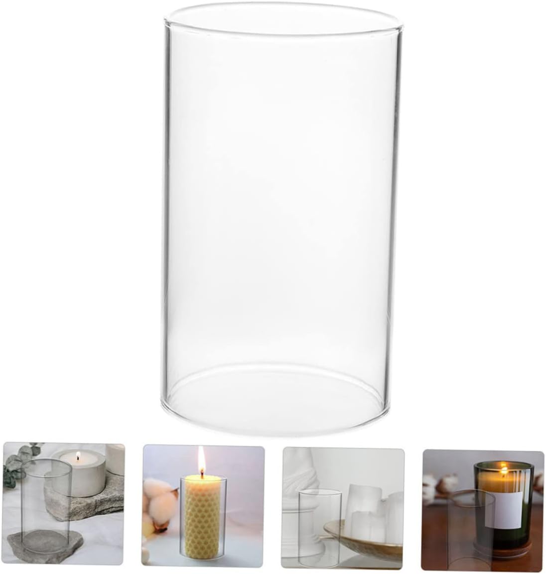 Amosfun 3pcs Glass Pillar Candle Holder Open Both Ends Fluted Candle Tube Decorative Glass Decoration for Party