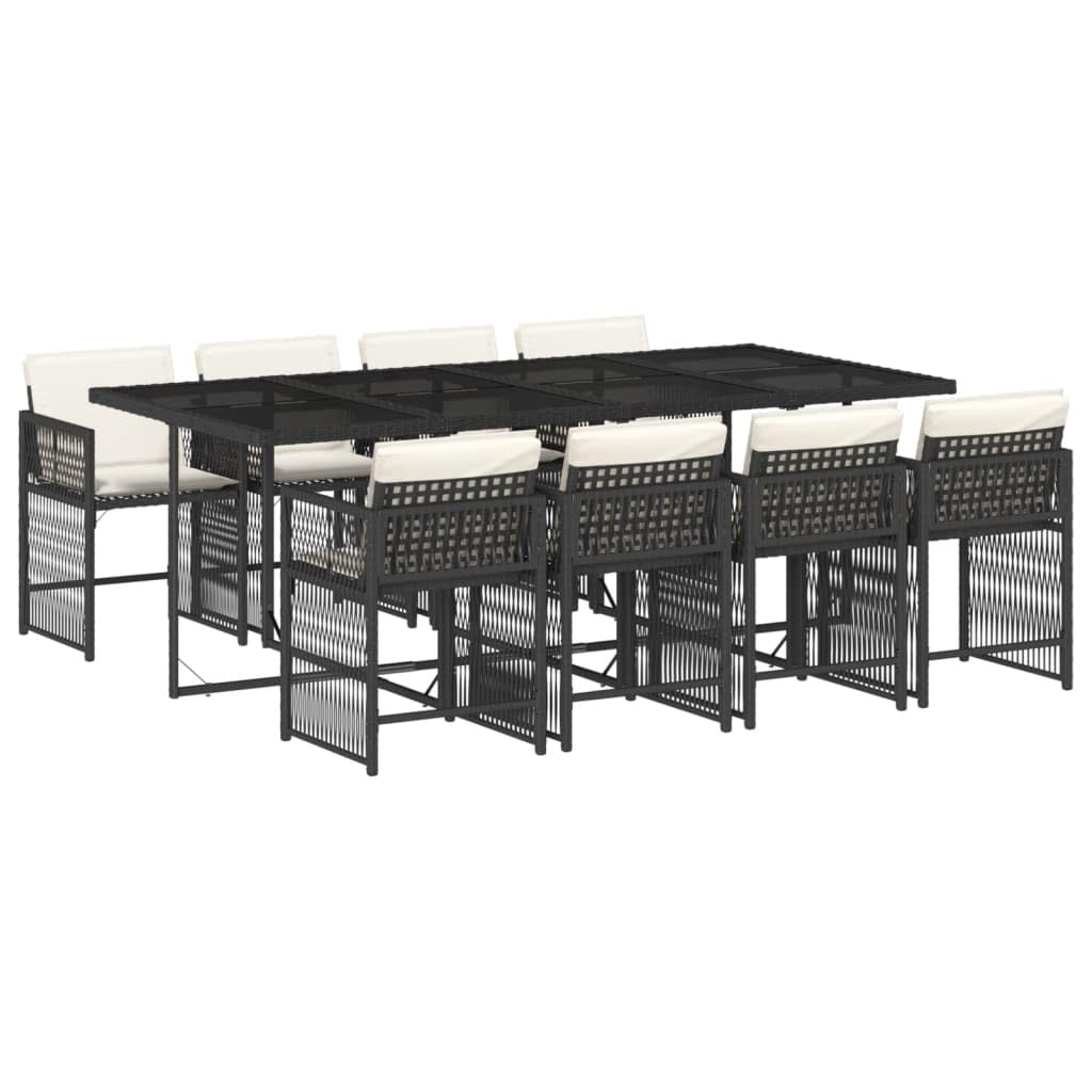 Salon de jardin en rotin synthétique pour 8 personnes, table de jardin avec 8 chaises et coussins, ensemble de jardin, pour extérieur, terrasse, noir, type 15