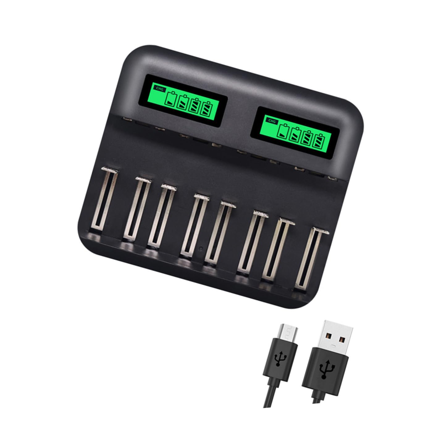 Chargeur de Batterie Intelligent à 8 Emplacements pour Piles AA AAA