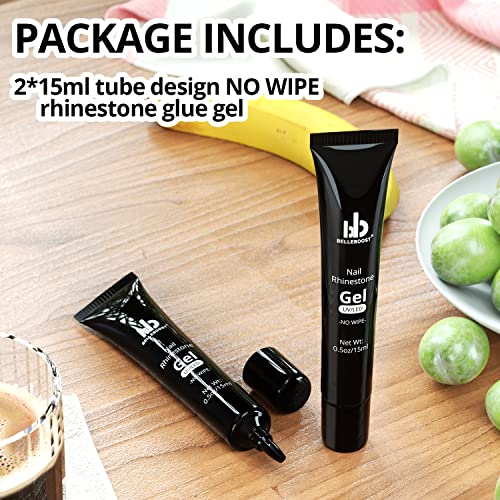 2 Pcs 15Ml No Wipe Nail Rhinestone Glue Gel Super Strong Adhesive Nail Art Gem Stone Diamond Jewelry Crystals Beads Charms Gel For Professional And Home Use(Uv/Led Needed) #TOP1