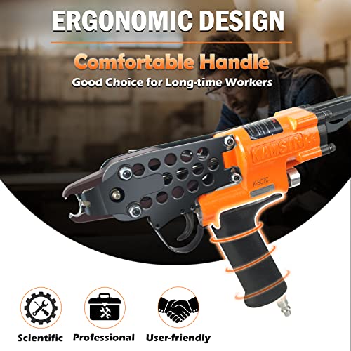 Kamsin K-Sc7C 15 Gauge Pneumatic Hog Ring Gun Kit With 1000 Staples, 3/4-Inch Crown, 4.8Mm Clousure Diameter, C Ring Gun, Hog Ring Plier Tool For Fencing, Spring Mattress, Wire Cages, Car Seat #TOP4