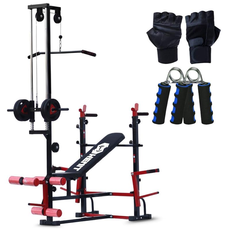 20-in-1 Adjustable Home Gym Bench with Lat Pulldown, Leg Curl & Extension, Hand Gripper and Training Hand Gloves – Complete Full-Body Strength Workout Kit-image-12