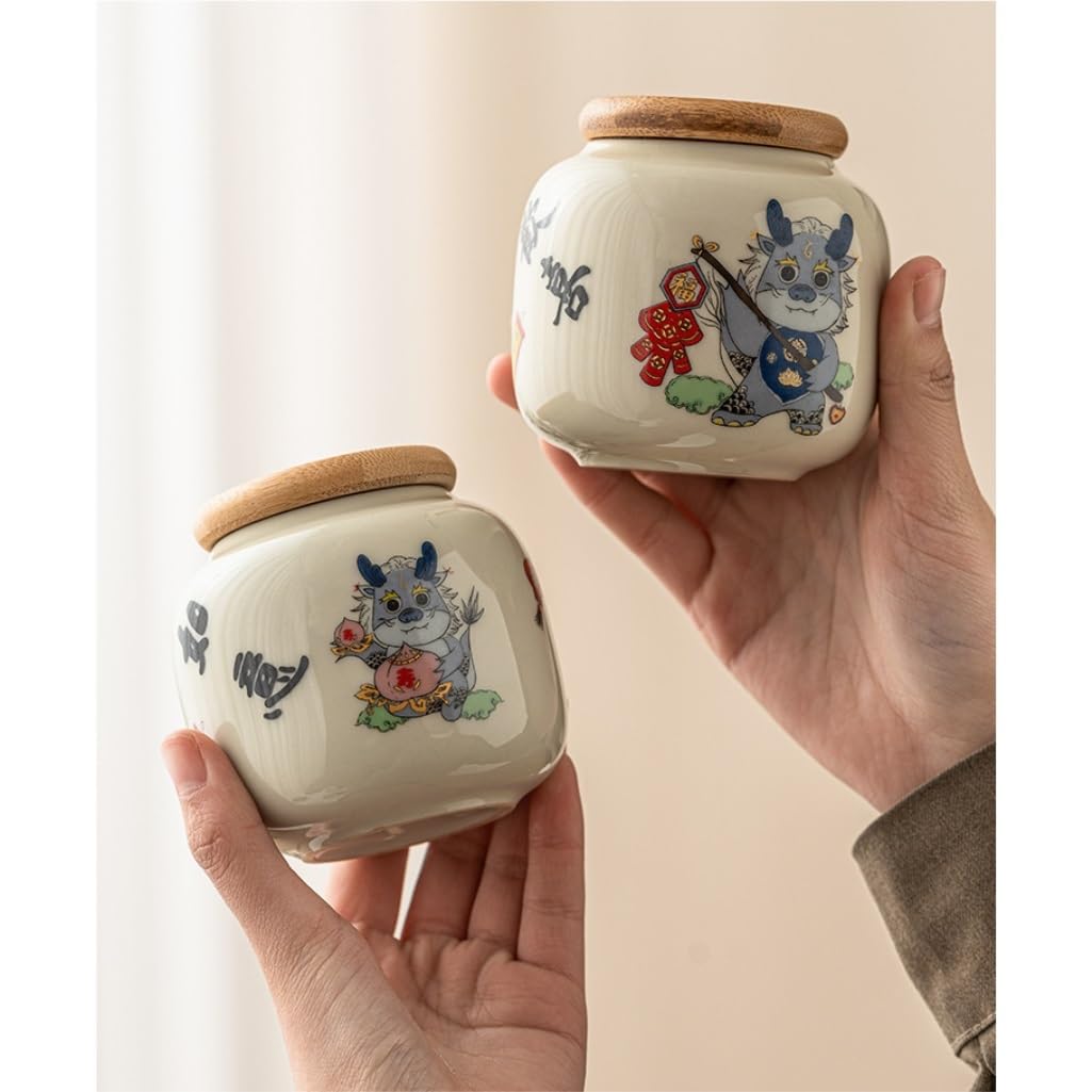 CMBSSTFC Słoik cukru Zbiornik do przechowywania herbaty luzem Przenośny mały szczelny zbiornik Chiński ceramiczny zbiornik do przechowywania herbaty Domowa kuchnia Zbiornik do przechowywania przypraw