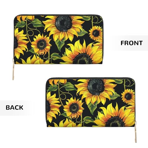 Stylish Floral Sunflower Printed Long Wallet for Women Men Cute Coin Purse with Card Holder3