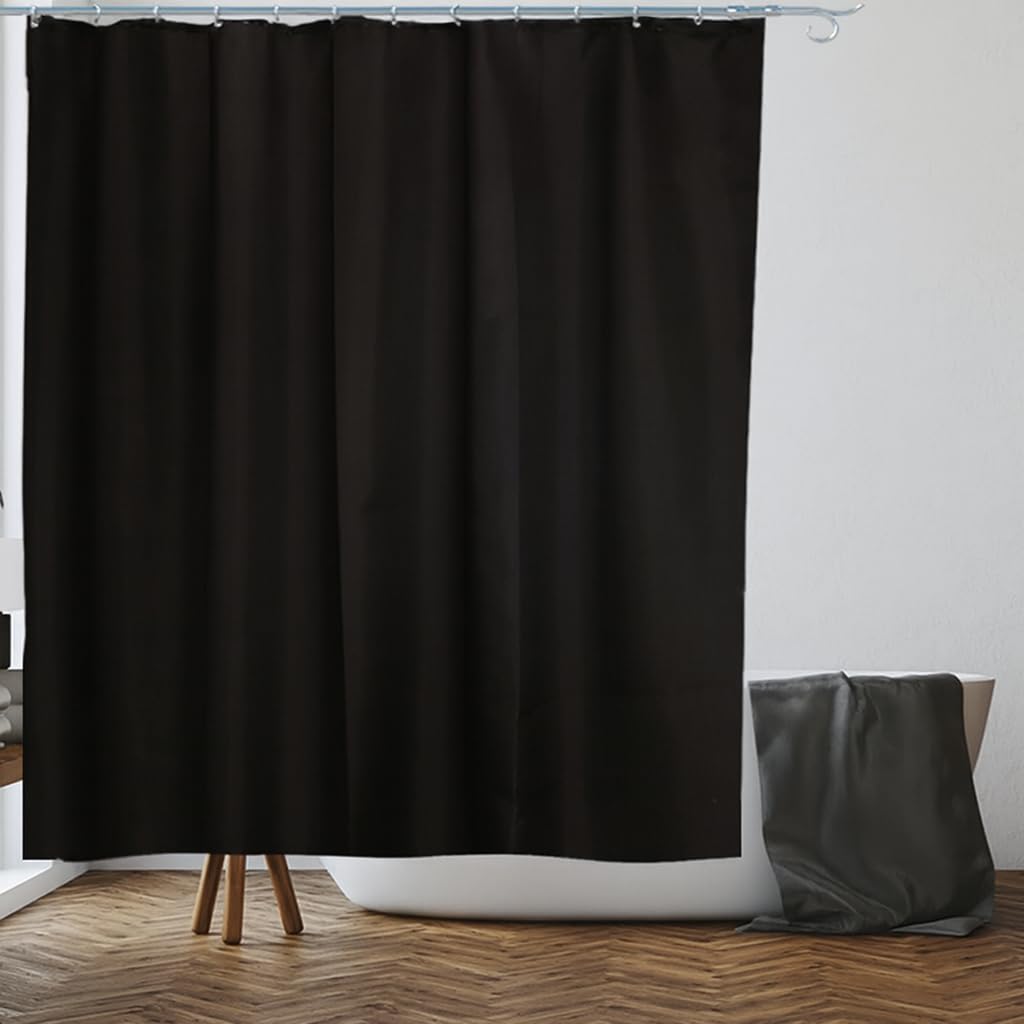 VIROSA Shower Curtain for Bathroom Anti Mould, Mildew Resistant | 180 x 180 cm (71 x 71 Inch) | Water Repellent Fabric | 100% Polyester (Black)
