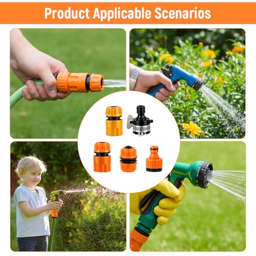 Image of ZIBUYU 5Pcs Water Hose Connectors Set, Universal 1 /2 inch&3 /4 inch Tap Adapter Set | Quick Connect Fittings, Plastic Faucet Connector Kit for Gardening Washing, Easy Installation, Leakproof Hose Accessories