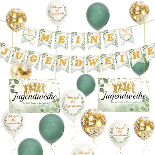 YBwanli Jugendweihe Deko Junge & Mädchen Alles Gute zur Jugendweihe Gastgeschenke mit Latexballons Banner Schild Jugendliche Schenken Personalisierte Geschenkideen Party Tischdeko