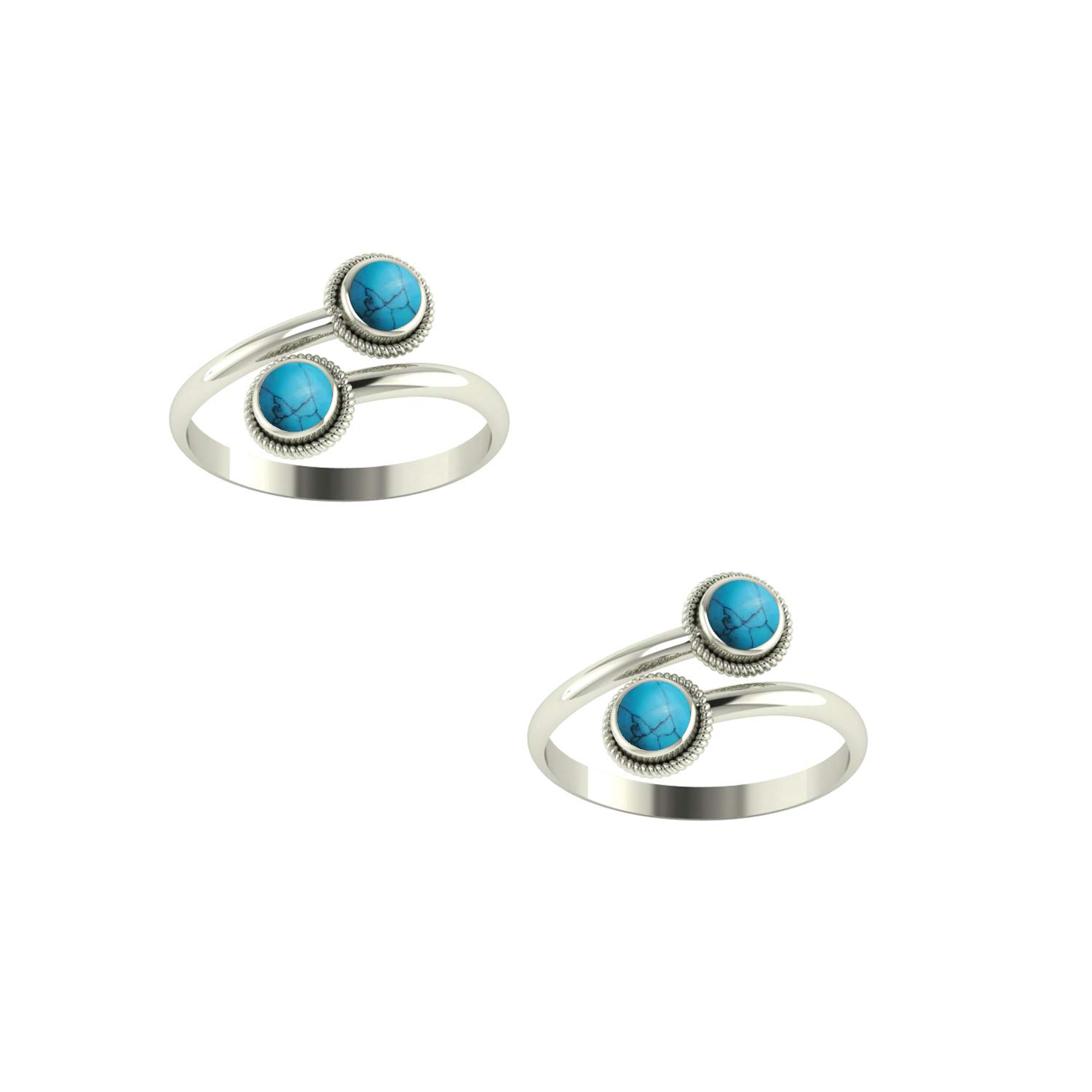 Peenzone 92.5-925 Sterling Silver Turquoise Toe Ring Leg Finger Rings for Women Girls - DESIGN-picture-30
