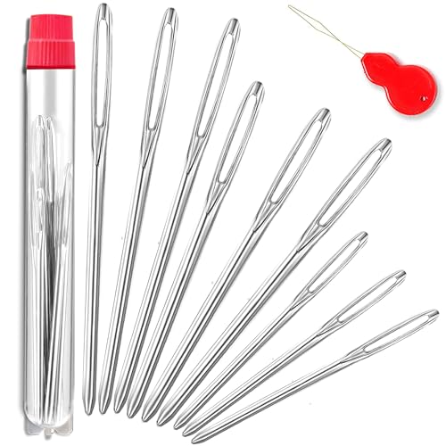 ORRDICE Large-Eye Blunt Needles, Stainless Steel Yarn Knitting Needles, Sewing Needles, Crafting Knitting Weaving Stringing Needles, Perfect for Finishing Off Crochet Projects(9 Pieces)