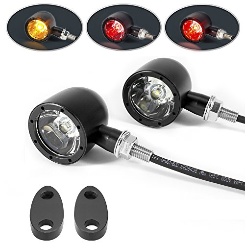 Integré LED Moto Feux Stop Feux & Clignotants avec Cache Bougies - Noir CNC Billet Aluminium