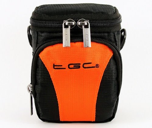 TGC Orange & Black Camera Case for Compact Panasonic DMC-3D1 DMC-F5 DMC-FH6 DMC-FH10 DMC-FS40 DMC-FS45 DMC-FS50 DMC-FT4 DMC-FT5 DMC-FT20 DMC-FT25 DMC-FX80 DMC-FX90 DMC-FX90K DMC-G3 DMC-GF5 DMC-GX1 DMC-LS6 DMC-LX7 DMC-SZ1 DMC-SZ3 DMC-SZ5 DMC-SZ7 DMC-SZ9 DMC-TS4 DMC-TS20 DMC-TZ25 DMC-TZ30 DMC-TZ35 DMC-TZ40 DMC-XS1 DMC-ZS15 DMC-ZS19 DMC-ZS20 FP7 GF3 GF5X HC-V10 HC-V100 HC-V210 HC-V500 HC-V500M HC-V700 HC-V720 HC-V520 HX-A100 HX-DC2 HX-DC3 LX5 TS5 ZS25 ZS30 Cameras with Belt Loop + Foam Padding