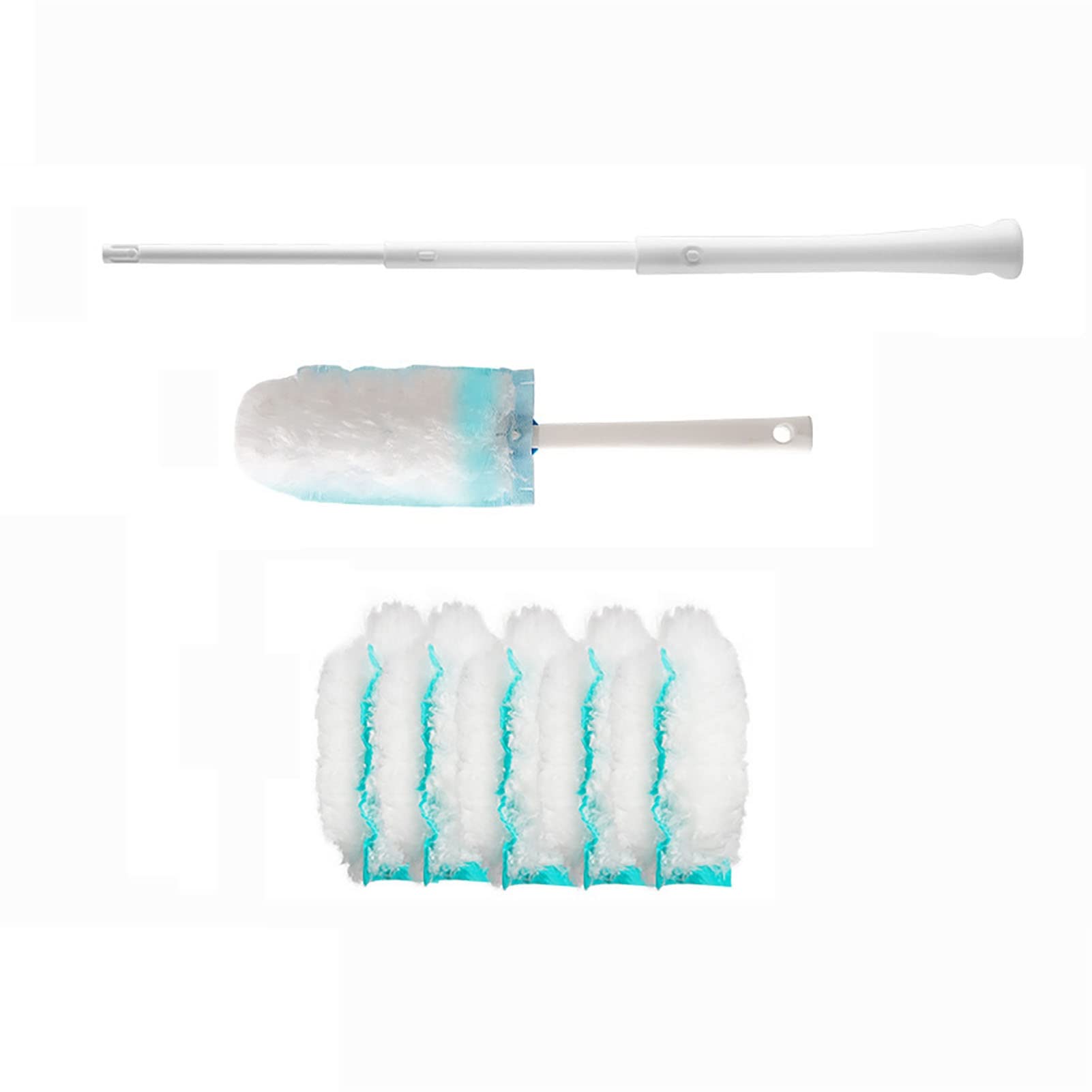 Dusters for Cleaning, Feather with Extended Telescopic Pole,Microfiber Duster with Replaceable Brush Head(White a)