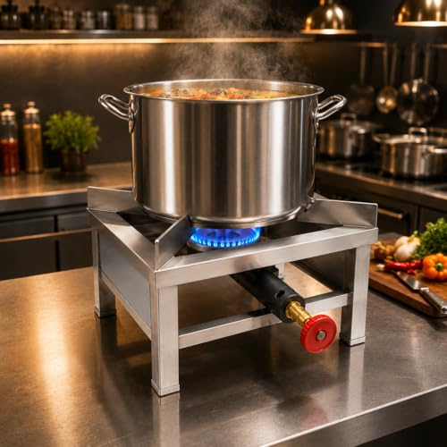 Image of Square Catering Burner 10x10 Inch Heavy Duty LPG Gas Stove Stainless Steel Commercial Cooking Burner for Hotel Restaurant Catering Kitchen