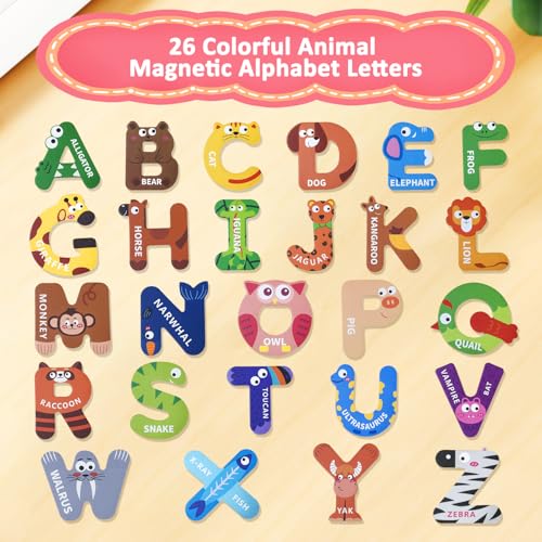 Magnetic Alphabet Letters for Toddlers & Kids - 26 Colorful Animal-Themed Fridge Magnets for Early Spelling & Letter Recognition. Perfect Preschool Gift for Ages 3-5, Ideal for Home & Classroom