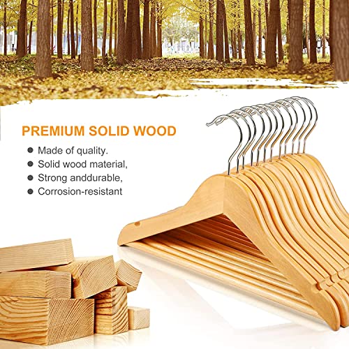 Image of Wooden Hanger Premium Wood with 360 Swivel Hook and Precisely Cut Notches for Dress Clothes, Coats, Jackets, Pants, Shirts, Skirts Hanger (Natural Hanger, 10)
