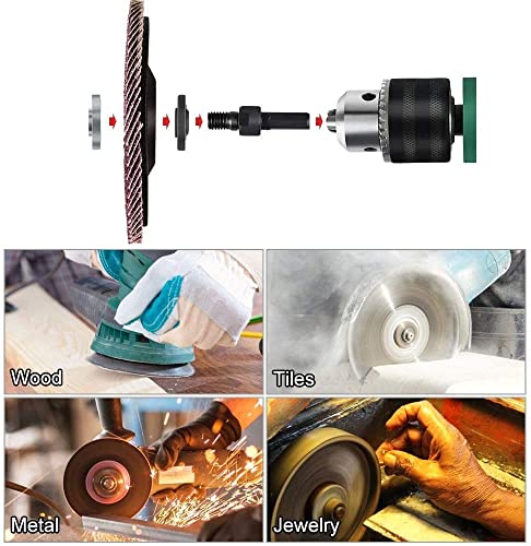 Image of AASONS Electric Drill Variable Angle Grinder Connecting Rod with 1pc Wood, Marble Cutting Blade, Flap Disk for Paint Remover, Sanding disc and Iron Grinding Wheel