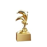 DTREEL 2Pcs Elegant Brass Dolphin Sculpture Living Room, Desktop Office Decorations,Premium Office Study Bookshelf Wall Shelf TV Cabinet Porch Wine Cabinet Decoration Ornaments Wedding Gift