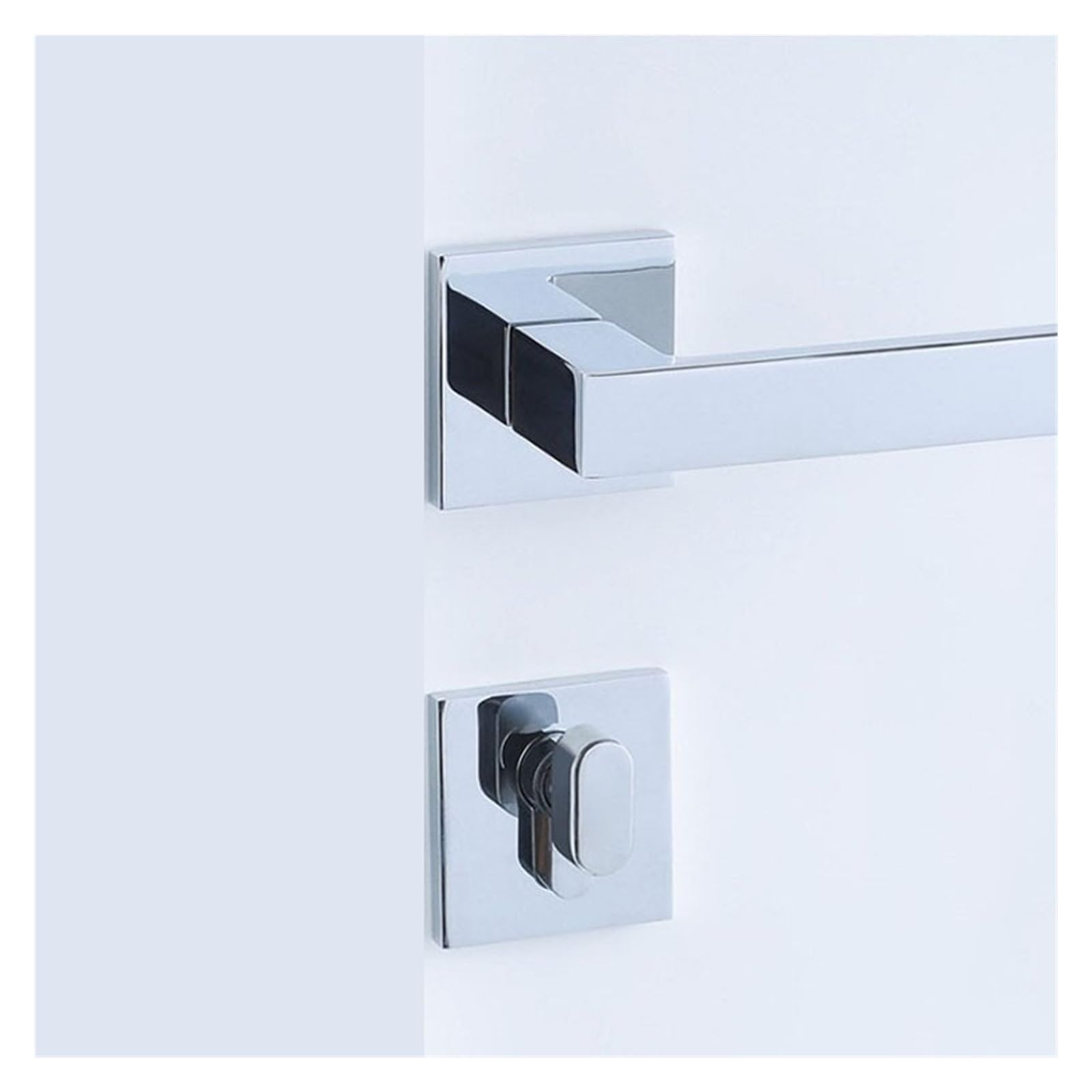 NYRXRYTCA Black zinc Alloy Household Split Door Lock Indoor Wooden Door Mechanical Handle Silent Magnetic Lock Hardware(Bright chrome 5845 magnetic)